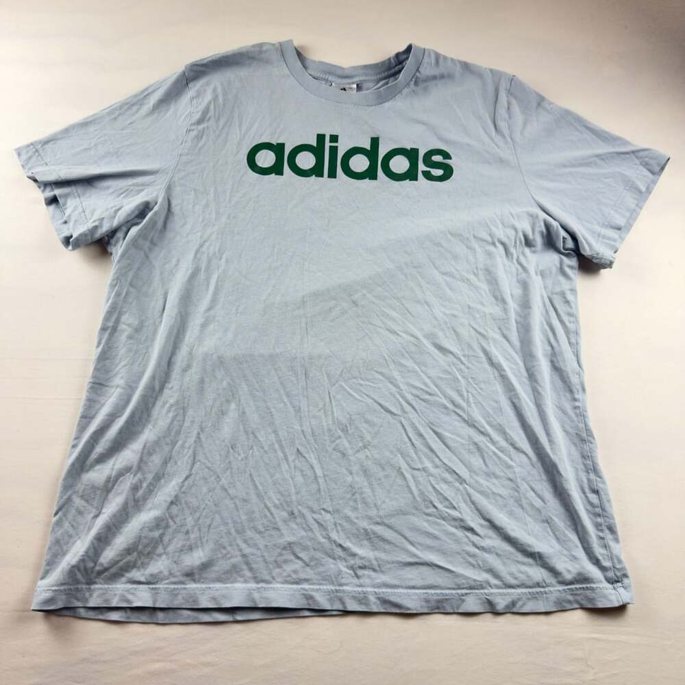 Adidas T-Shirt Size 2XL Light Blue Green Logo
